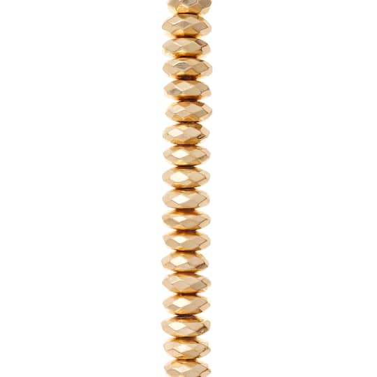 12 Pack: Gold Hematite Faceted Lentil Beads, 8mm by Bead Landing™